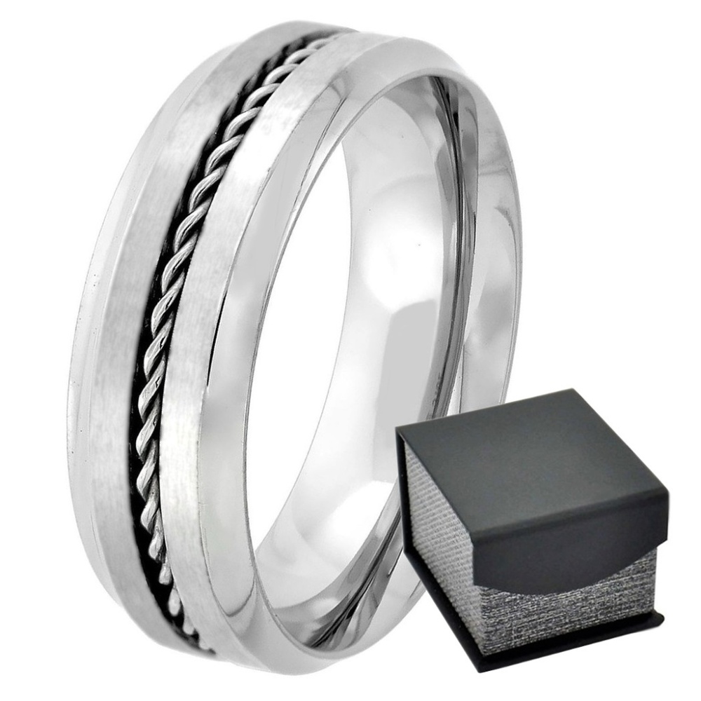 Men's Rope Twist Center 8 mm New Wedding Band Ring